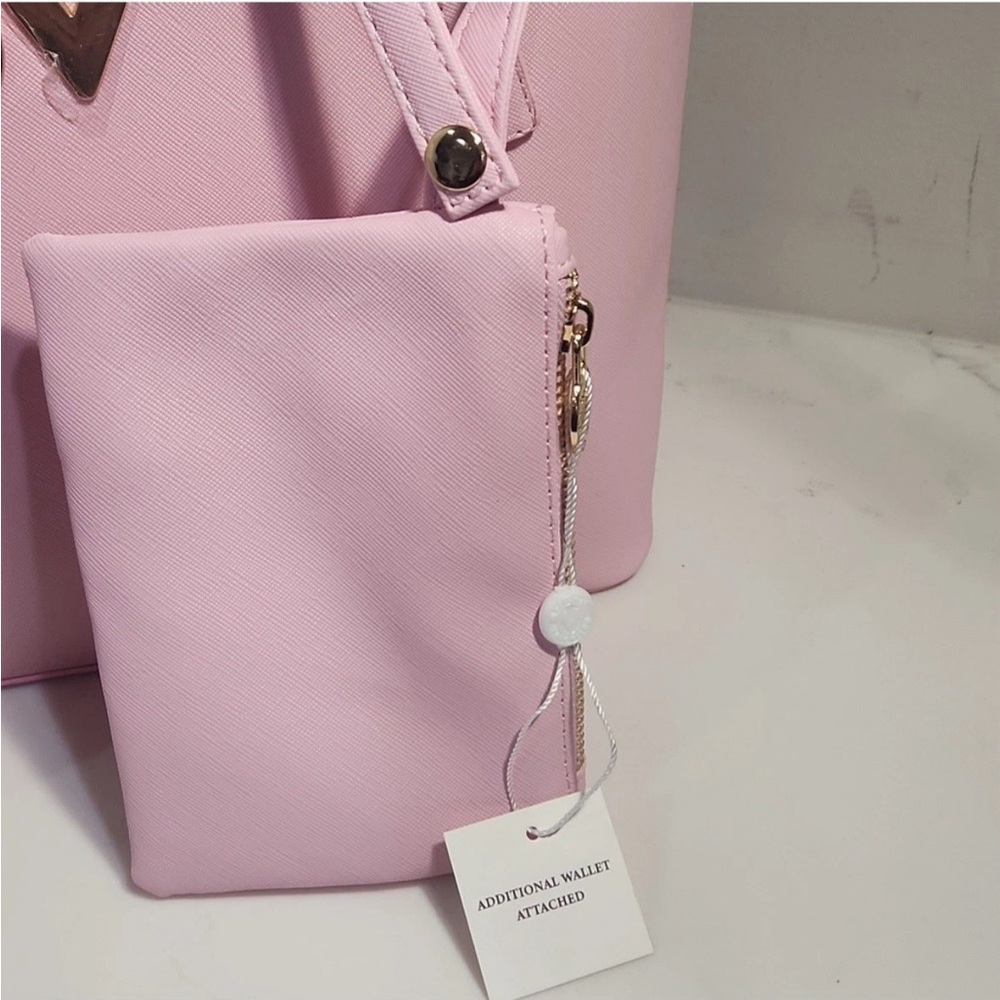 Valentino Light Pink Tote Bag with Pouch 2 piece set NWT!! Retail$200 - Picture 6 of 7